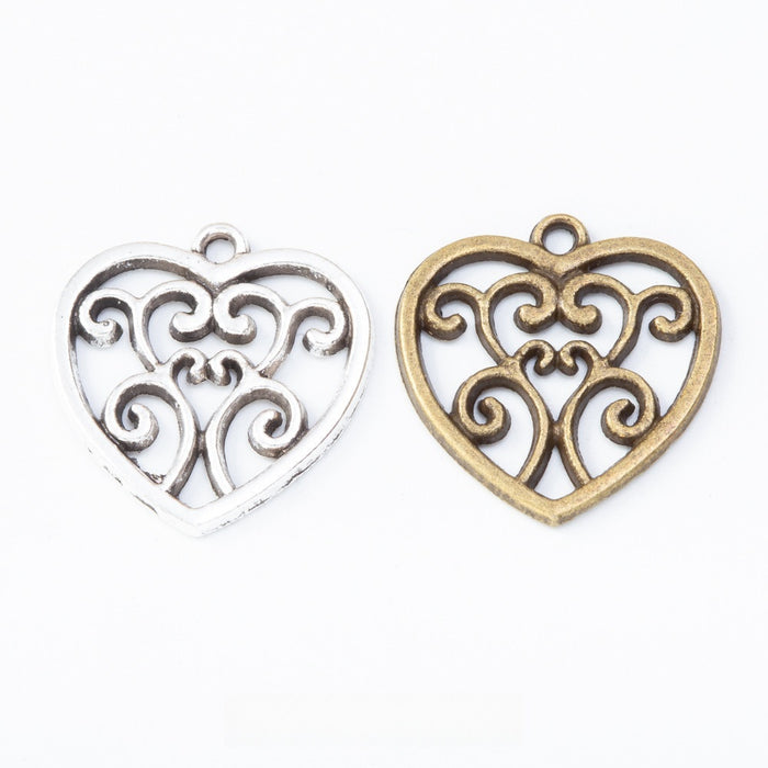 Zinc Alloy Heart Charm Pendant No.344551 for DIY Necklace Bracelet Jewelry Making