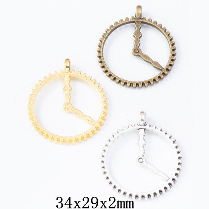 Zinc Alloy Clock Gear Charm Pendant for DIY Necklace Bracelet Jewelry Making