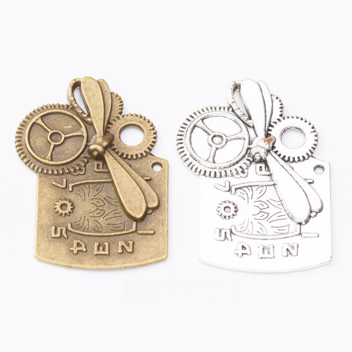 Zinc Alloy Gear Clock Charm Pendant No.244463 for DIY Necklace Bracelet Jewelry Making