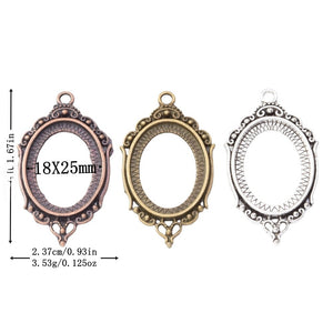 18x25mm Zinc Alloy Oval Setting Charm Pendant No.574841 for DIY Necklace Bracelet Jewelry Making
