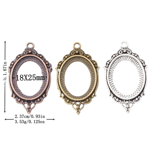 18x25mm Zinc Alloy Oval Setting Charm Pendant No.574841 for DIY Necklace Bracelet Jewelry Making