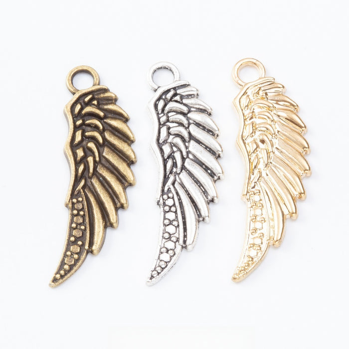 Zinc Alloy Wing Charm Pendant No.634597 for DIY Necklace Bracelet Jewelry Making