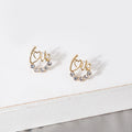 Elegant Gold Alloy Love Letter Studs With Sparkling Rhinestone Crescent Charm For Women Earrings view 4