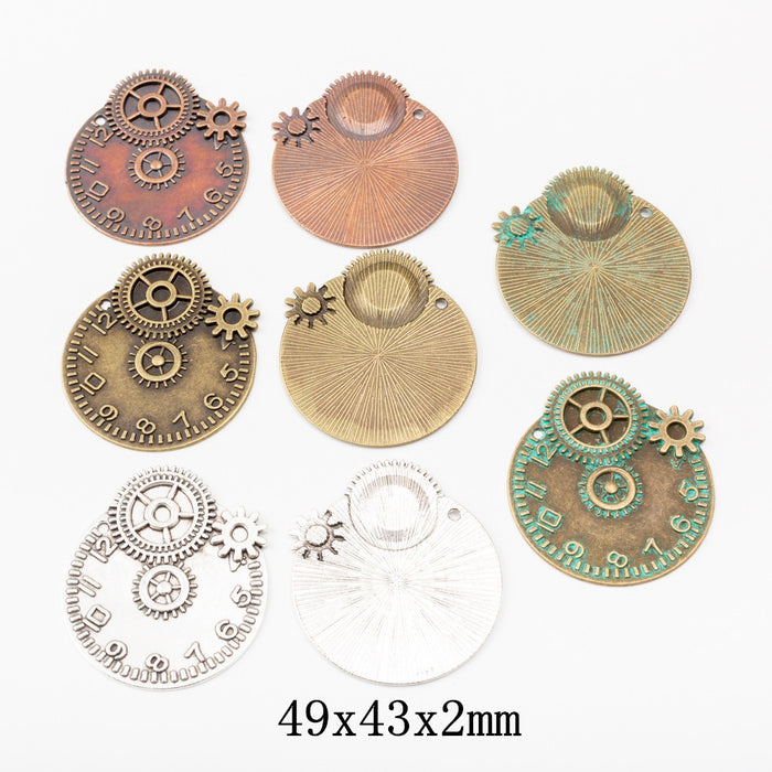 Zinc Alloy Gear Clock Charm Pendant for DIY Necklace Bracelet Jewelry Making