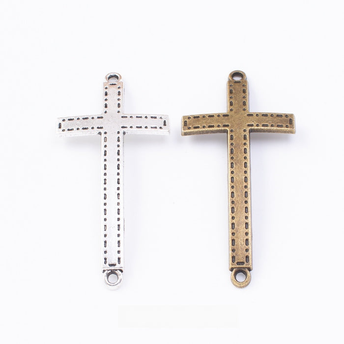 DIY Vintage Alloy Double Cross Pendants For Zakka Style Necklace Bracelet Jewelry Accessories