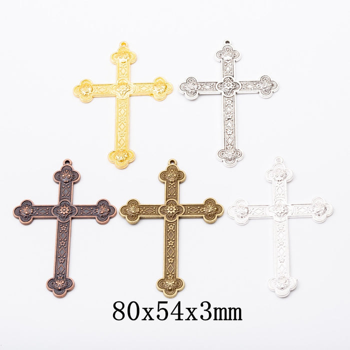 Zinc Alloy Cross Charm Pendant No.646257 for DIY Necklace Bracelet Jewelry Making