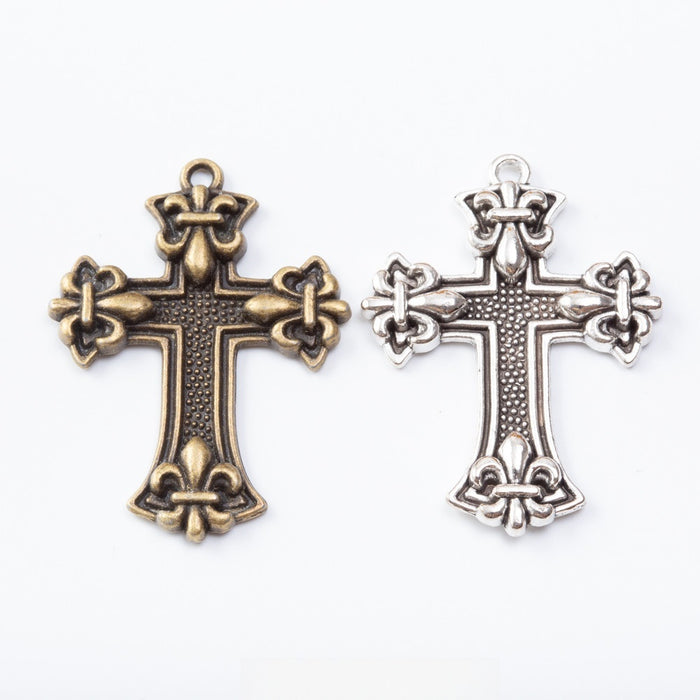 Zinc Alloy Cross Charm Pendant No.521228 for DIY Necklace Bracelet Jewelry Making