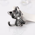 Black Silver Tone Cat Crystal Two Designs Metal Brooch Pin 2 Pictured Designs view 5