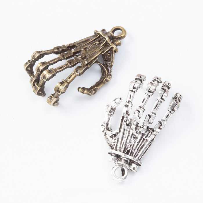 Zinc Alloy Skeleton Hand Charm Pendant for DIY Necklace Bracelet Jewelry Making