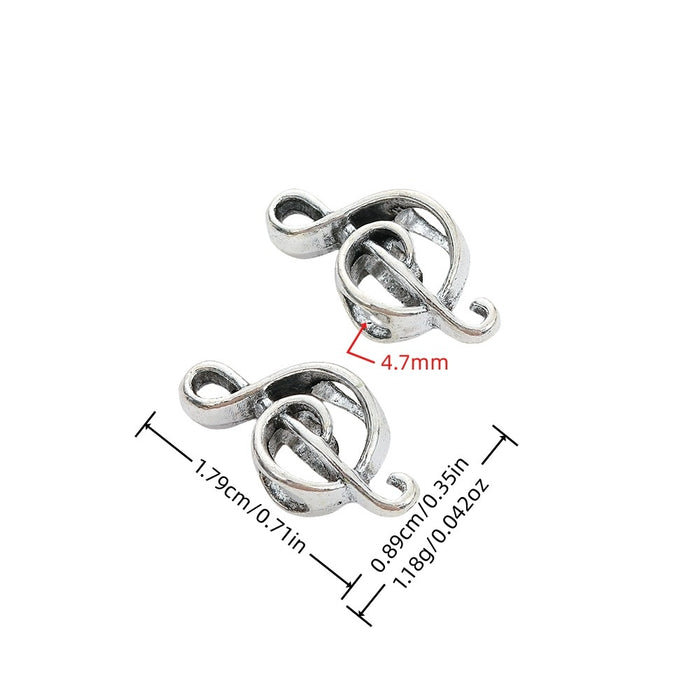 DIY Vintage Alloy Large Hole Music Note Beads For Bracelet Jewelry Accessories