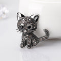 Black Silver Tone Cat Crystal Two Designs Metal Brooch Pin 2 Pictured Designs view 4