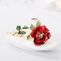 Red Gold Tone Rose Enamel Metal Brooch Pin for Jackets and Lapels view 4