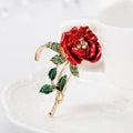 Red Gold Tone Rose Enamel Metal Brooch Pin for Jackets and Lapels view 2