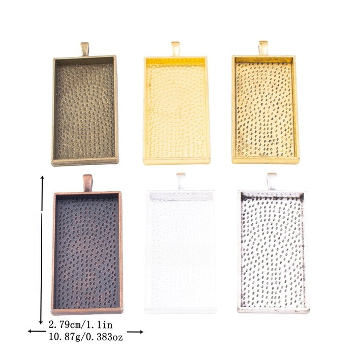 24x47mm Zinc Alloy Rectangle Setting Charm Pendant for DIY Necklace Bracelet Jewelry Making