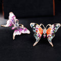 Pink Gold Tone Butterfly Crystal Enamel Two Designs Metal Brooch Pin view 4
