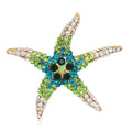 Blue Gold Tone Starfish Crystal Four Designs Metal Brooch Pin view 4