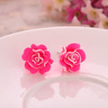 Elegant Multi Layer Rose Flower Acrylic Studs Korean Style Colorful Floral Fashion Earrings view 4