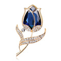 Blue Gold Tone Rose Crystal Four Designs Metal Brooch Pin view 7