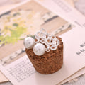 Elegant Rhinestone Rose Flower Pearl Drop Studs For Women Silver Alloy Camellia Bridal Party Earrings view 3