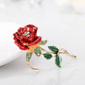 Red Gold Tone Rose Enamel Metal Brooch Pin for Jackets and Lapels view 5
