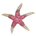 Blue Gold Tone Starfish Crystal Four Designs Metal Brooch Pin view 2