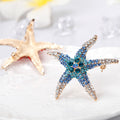 Blue Gold Tone Starfish Crystal Four Designs Metal Brooch Pin view 5