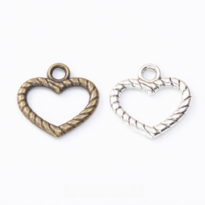 Zinc Alloy Heart Charm Pendant No.427433 for DIY Necklace Bracelet Jewelry Making