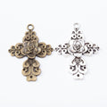 Vintage Zinc Alloy Flower Cross Pendants Charms For DIY Necklace Jewelry Accessories view 4