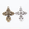 Vintage Zinc Alloy Flower Cross Pendants Charms For DIY Necklace Jewelry Accessories view 1