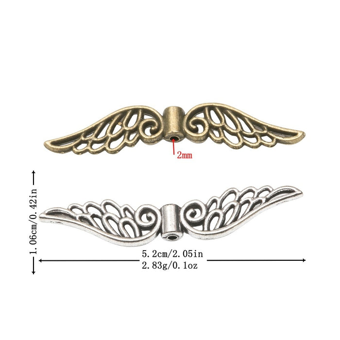 DIY Vintage Zinc Alloy Wing Spacer Beads For Bracelet Necklace Jewelry Making Accessories