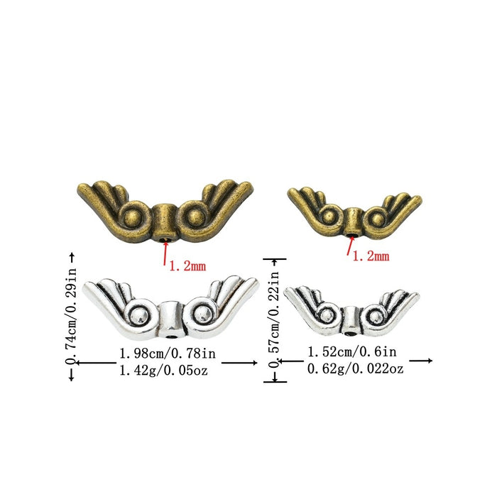 DIY Vintage Alloy Wing Spacer Beads For Bracelet Necklace Jewelry Making Accessories
