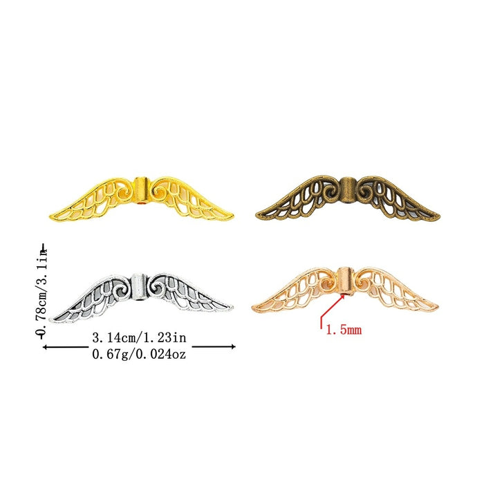 Vintage Zinc Alloy Pierced Wing Spacer Beads For DIY Bracelet And Necklace Jewelry