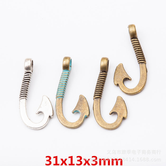 Zinc Alloy Fish Hook Charm Pendant No.566485 for DIY Necklace Bracelet Jewelry Making