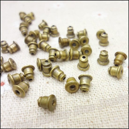DIY Jewelry Accessories 5x5mm Antique Bronze Iron Bullet Earring Back Stoppers Earrings