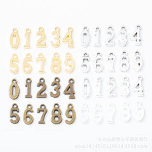 Zinc Alloy Number 0-9 Charm Pendant No.659884 for DIY Necklace Bracelet Jewelry Making