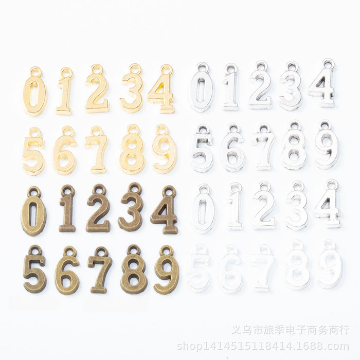 Zinc Alloy Number 0-9 Charm Pendant No.659884 for DIY Necklace Bracelet Jewelry Making