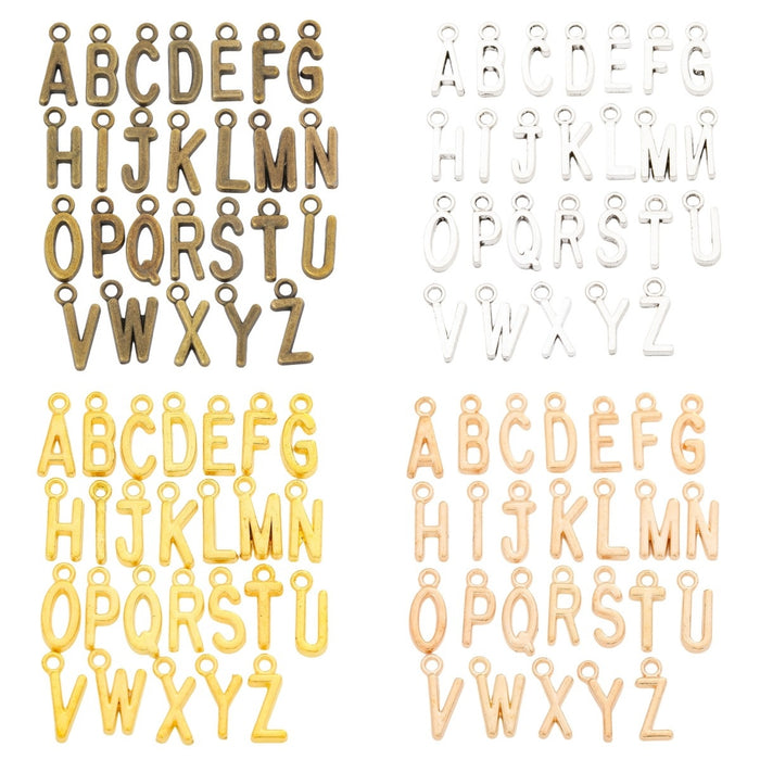 Zinc Alloy Letter A-Z Charm Pendant No.203547 for DIY Necklace Bracelet Jewelry Making