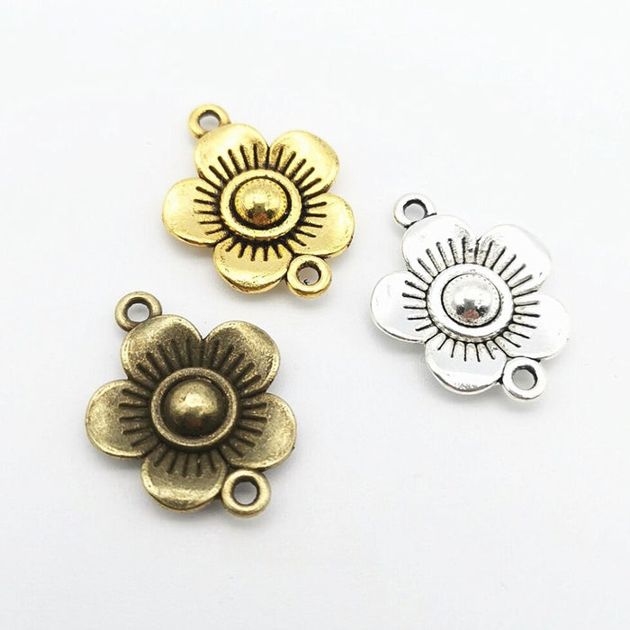 Zinc Alloy Flower Charm Pendant No.645705 for DIY Necklace Bracelet Jewelry Making