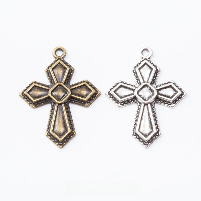 Zinc Alloy Cross Charm Pendant No.368133 for DIY Necklace Bracelet Jewelry Making