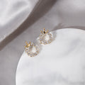Elegant Korean Style Gold Alloy Round Rhinestone Crown Stud Tassel Drop Fashion Earrings view 3