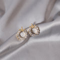 Elegant Korean Style Gold Alloy Round Rhinestone Crown Stud Tassel Drop Fashion Earrings view 4