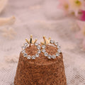 Elegant Korean Style Gold Alloy Round Rhinestone Crown Stud Tassel Drop Fashion Earrings view 2