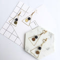 Open Triangle Black Bead and Gold Disc Hook Earrings view 4