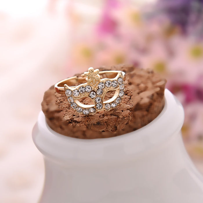 Korean Fashion Full Rhinestone Mask Ring Small Stall Jewelry Accessories