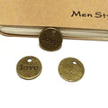 Love Lettered Round Metal Tag Charm in Three Finishes view 2