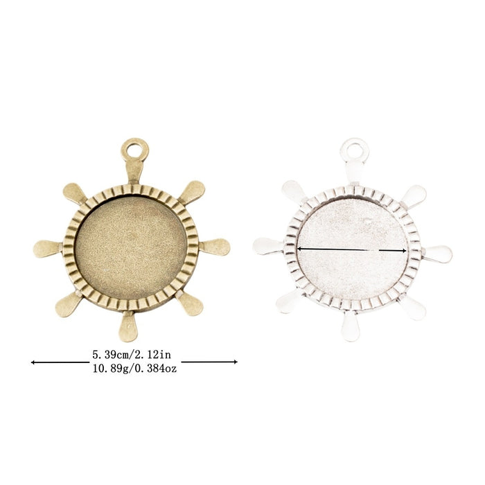 30mm Zinc Alloy Anchor Bezel Charm Pendant for DIY Necklace Bracelet Jewelry Making