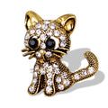Black Silver Tone Cat Crystal Two Designs Metal Brooch Pin 2 Pictured Designs view 2