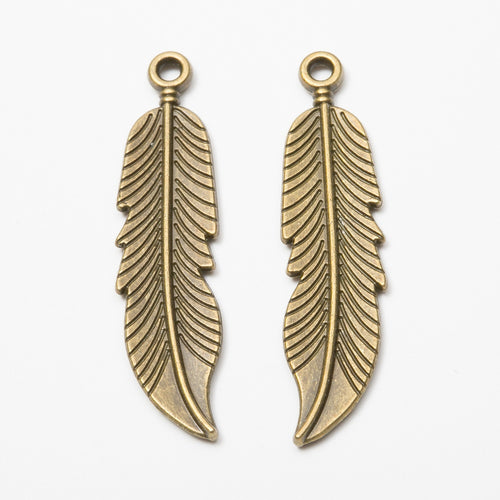 Zinc Alloy Feather Leaf Charm Pendant No.077267 for DIY Necklace Bracelet Jewelry Making
