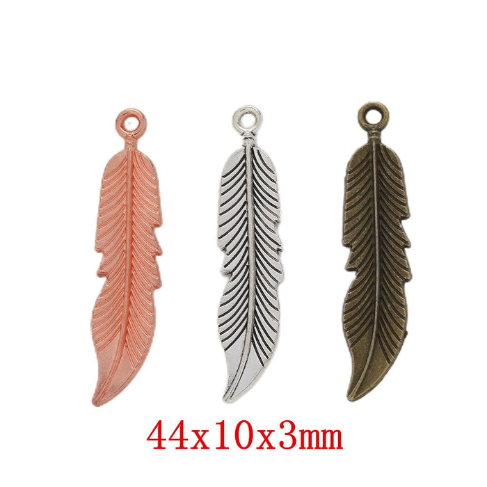 Zinc Alloy Feather Leaf Charm Pendant No.077267 for DIY Necklace Bracelet Jewelry Making