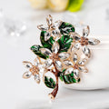 Black Gold Tone Flower Enamel Metal Brooch Pin for Jackets and Lapels view 2